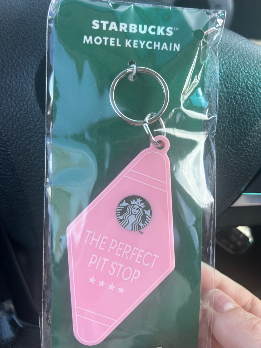 Starbucks Pink Motel Keychain with Logo Accent